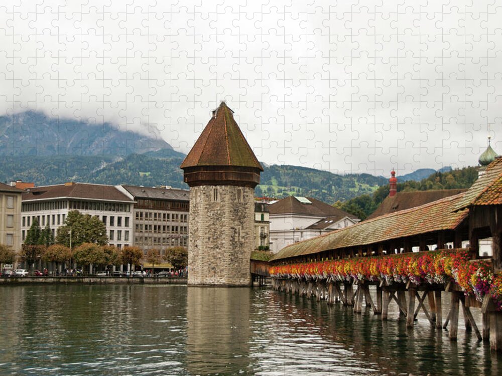 Scenics Jigsaw Puzzle featuring the photograph Kapellbrucke On Reuss River, Lucerne by Cultura Rf/rosanna U