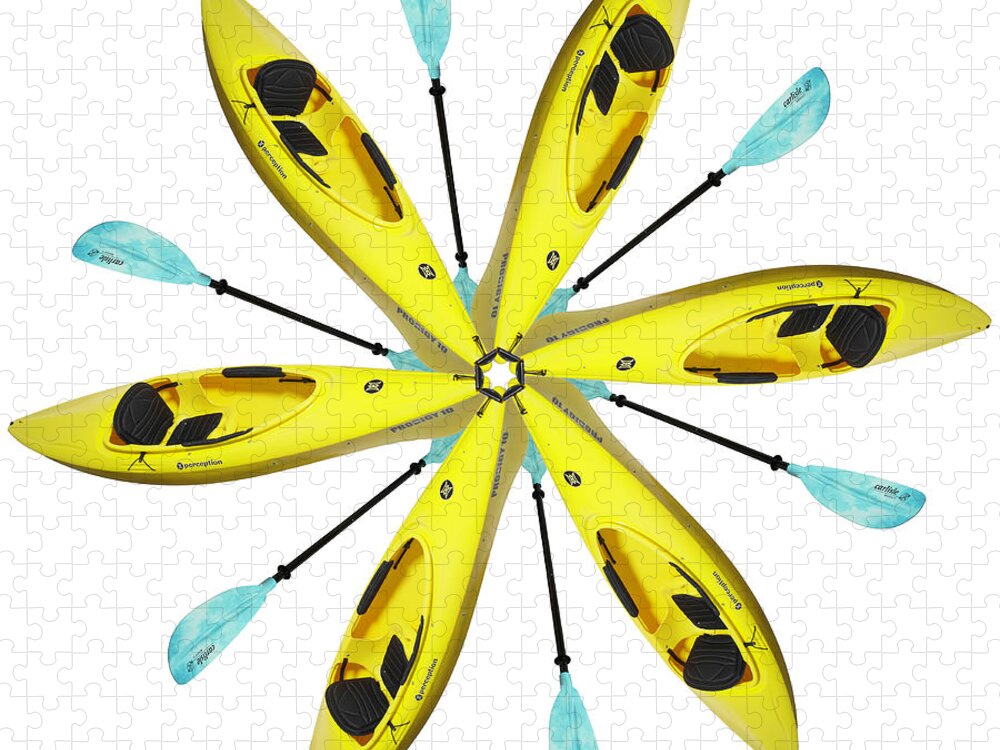 White Background Jigsaw Puzzle featuring the photograph Kayak Pattern by Davies And Starr