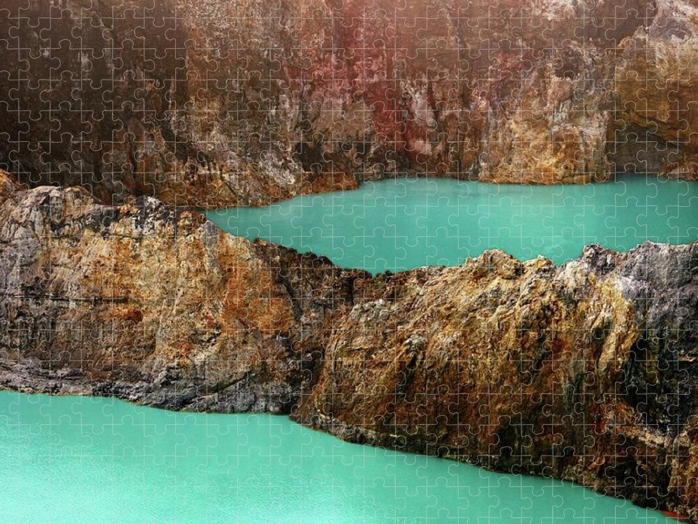 Crater Lake Jigsaw Puzzle featuring the photograph Kelimutu Lakes by Carlina Teteris