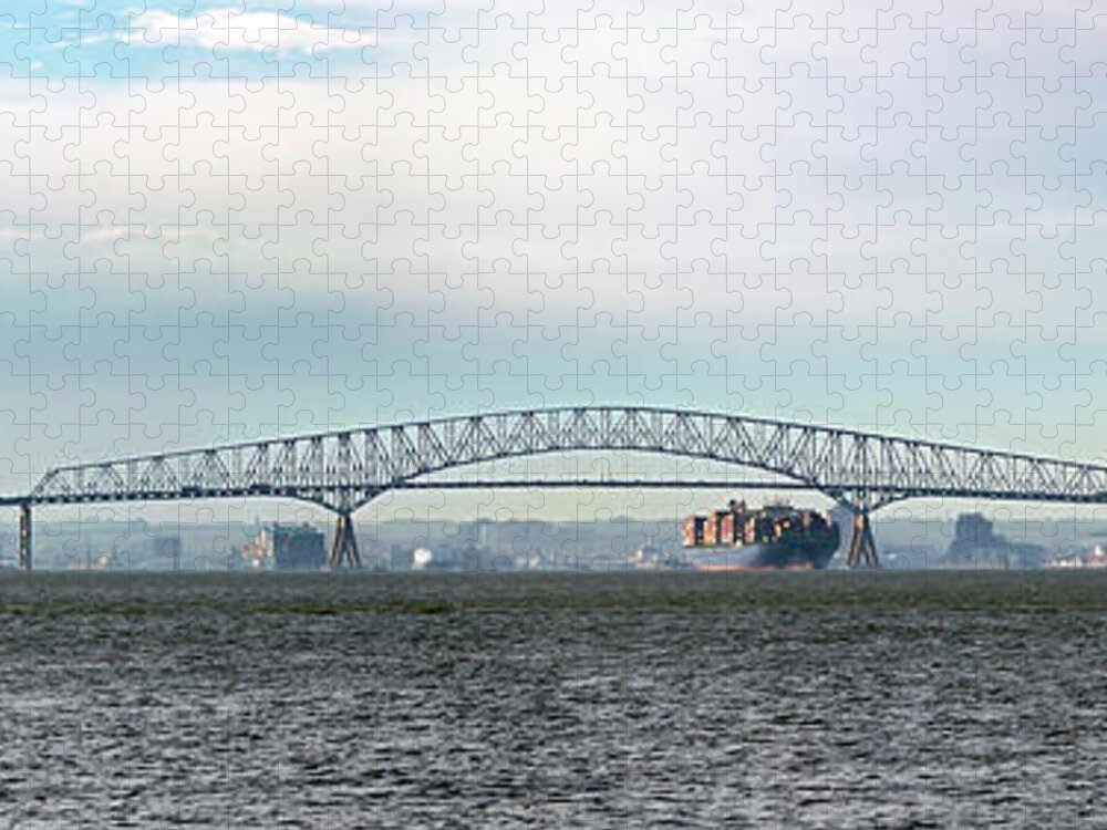 2d Jigsaw Puzzle featuring the photograph Key Bridge Baltimore MD by Brian Wallace