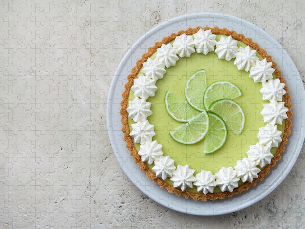 Marble Jigsaw Puzzle featuring the photograph Key Lime Pie With Whipped Cream by Jmichl