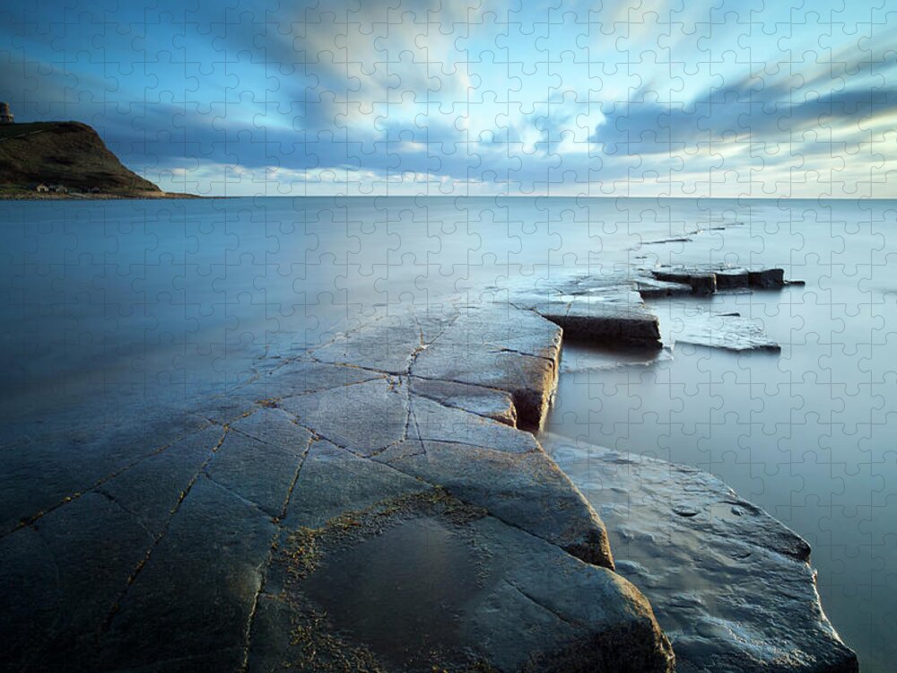 Scenics Jigsaw Puzzle featuring the photograph Kimmeridge Bay At Sunset, Dorset by Travelpix Ltd