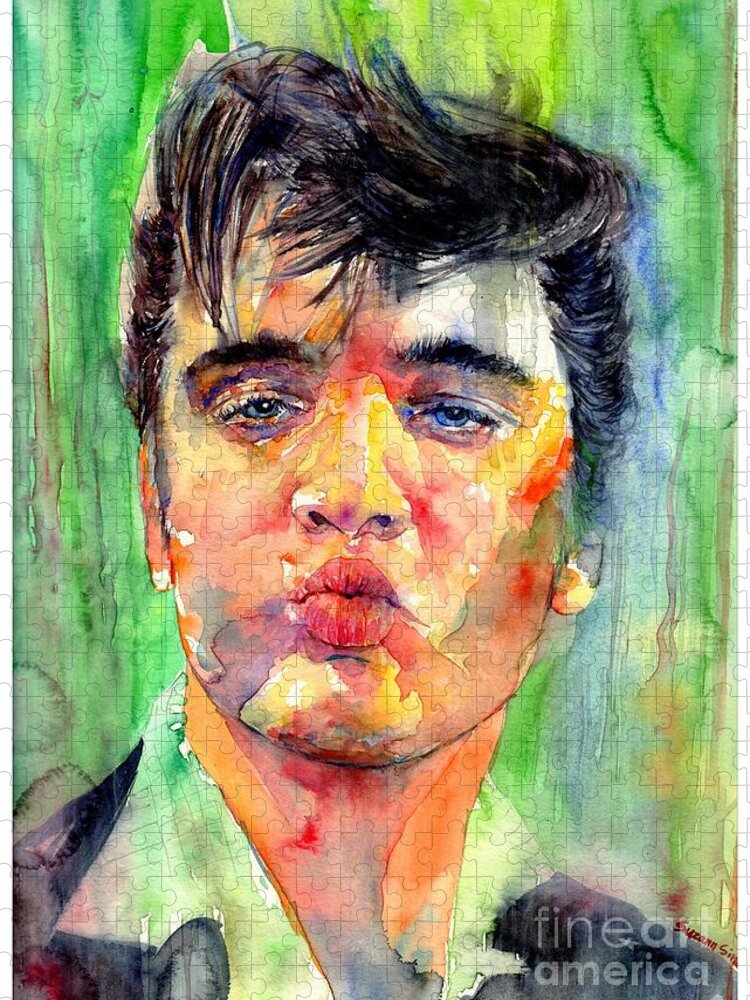 Elvis Jigsaw Puzzle featuring the painting Kisses From Elvis by Suzann Sines