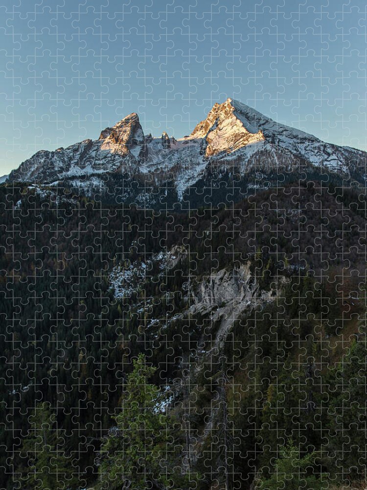 Ip_71018086 Jigsaw Puzzle featuring the photograph Kleinen Watzmann 2307 M And Watzmann 2713 M, Berchtesgaden, Bayern, Germany. by Klaus Fengler