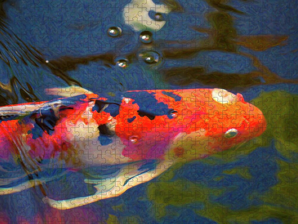 Painted Dreams Jigsaw Puzzle featuring the digital art Koi Pond Fish - Painted Dreams - by Omaste Witkowski by Omaste Witkowski