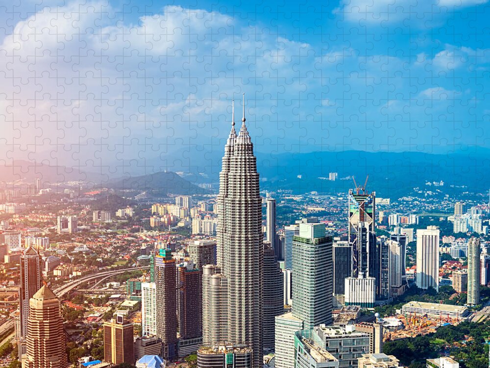 Office Jigsaw Puzzle featuring the photograph Kuala Lumpur Skyline Malaysia by R.nagy