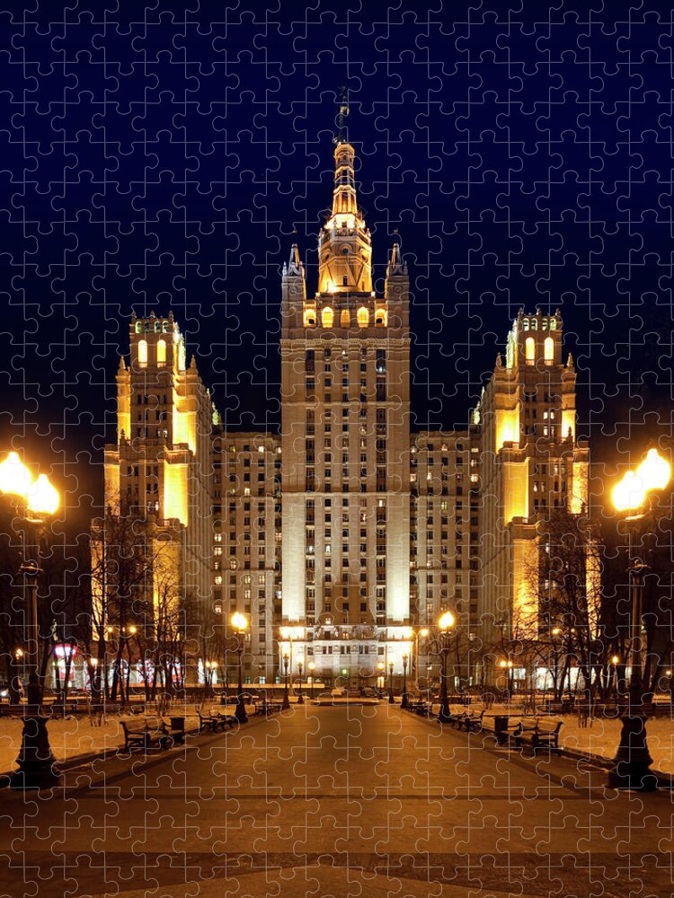 Apartment Jigsaw Puzzle featuring the photograph Kudrinskaya Square Building In Moscow by Mordolff