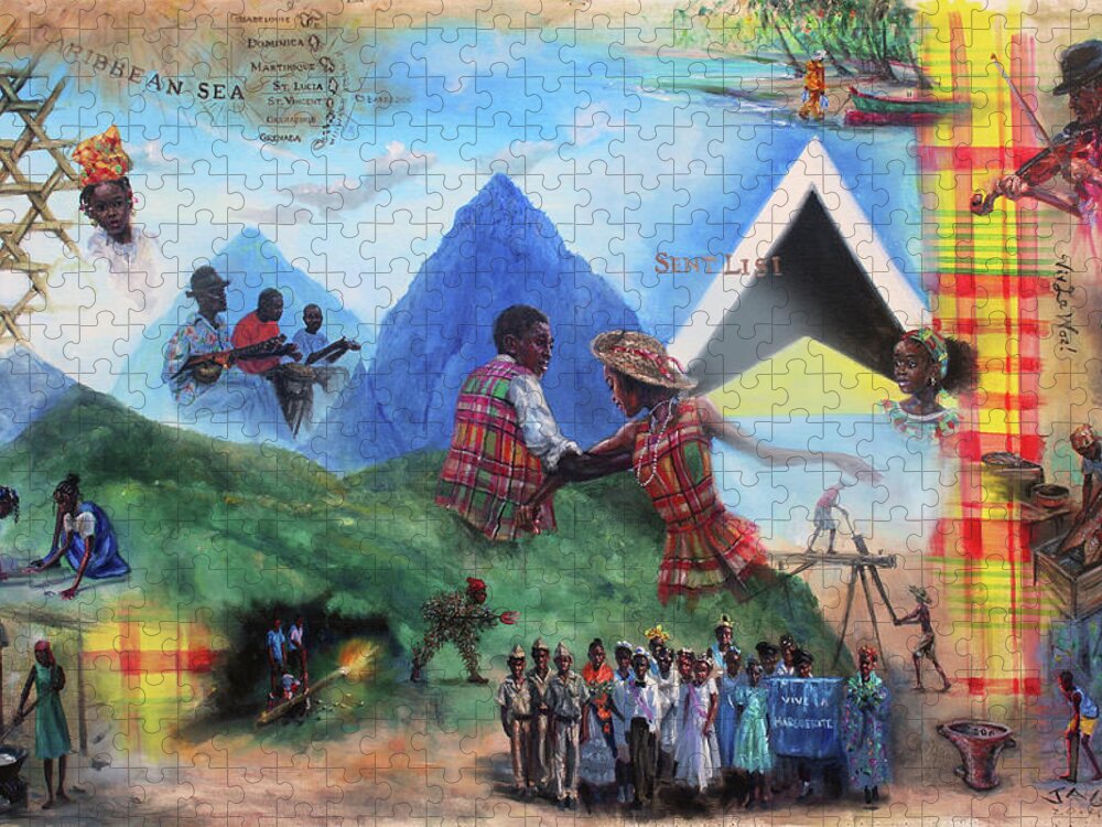 Kweyol Jigsaw Puzzle featuring the painting Kweyol Bouyon by Jonathan Gladding