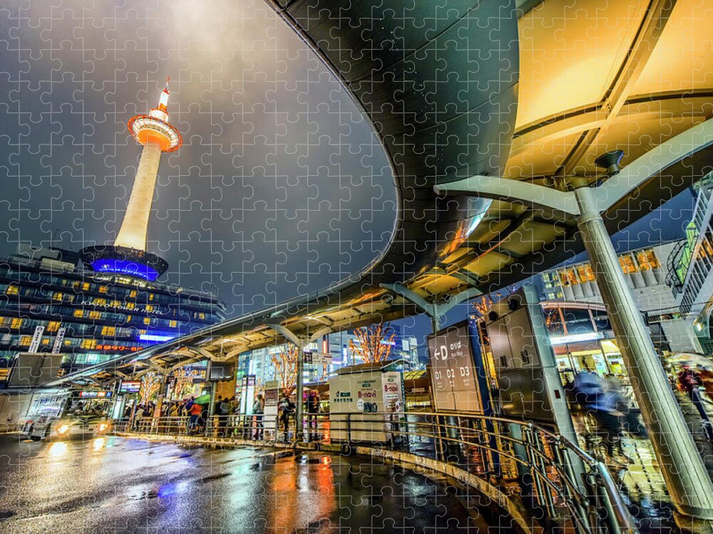 Downtown District Jigsaw Puzzle featuring the photograph Kyoto Tower by Ratnakorn Piyasirisorost