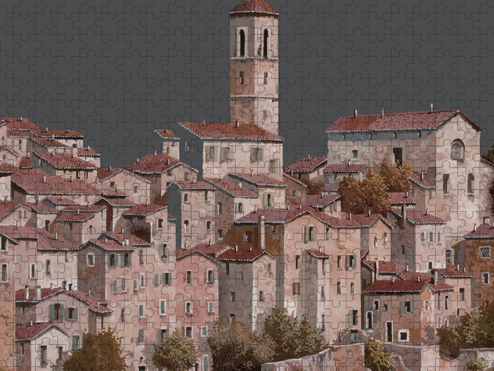 Village Jigsaw Puzzle featuring the painting La Facciata Scomparsa by Guido Borelli