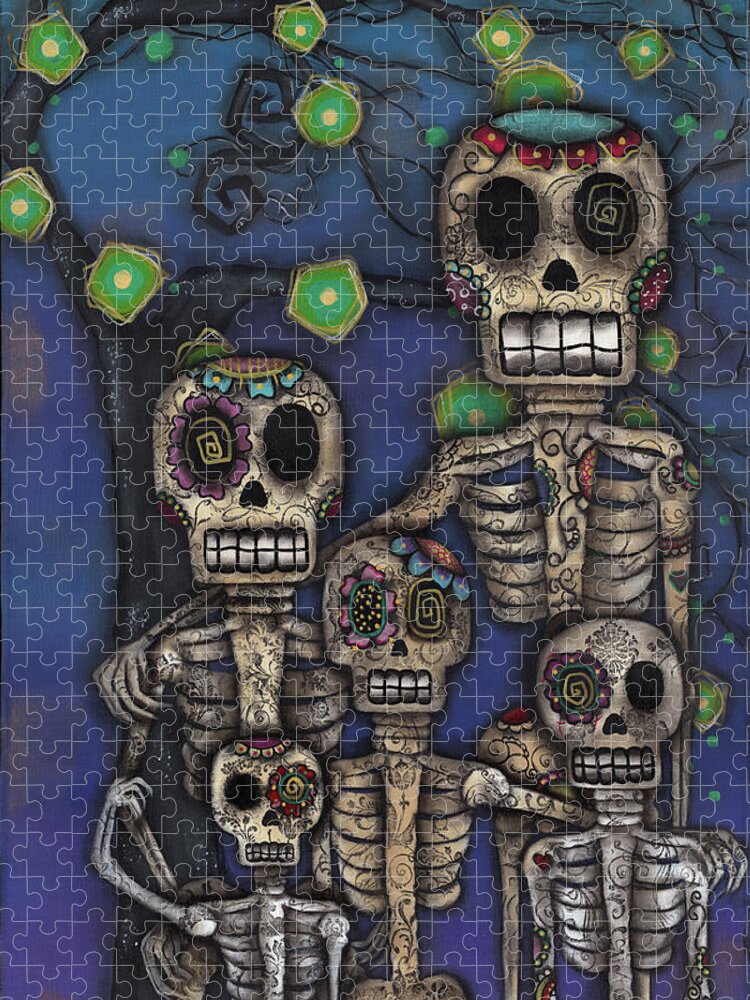 Day Of The Dead Jigsaw Puzzle featuring the photograph La Familia by Abril Andrade