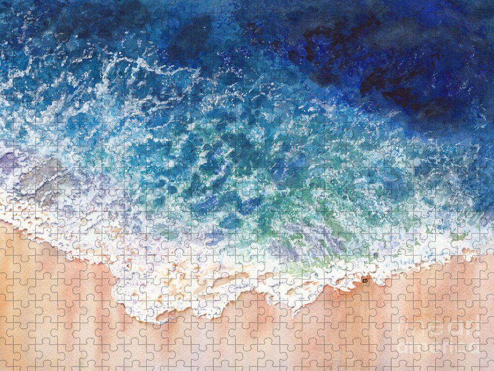 Water Jigsaw Puzzle featuring the painting Lace on the Beach by Conni Schaftenaar