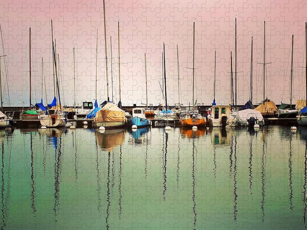 Harbor Jigsaw Puzzle featuring the photograph Boats in the Fog by Andrea Whitaker