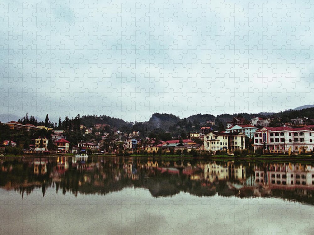 Town Jigsaw Puzzle featuring the photograph Lake Sapa Lao Cai Province, Vietnam by Flash Parker