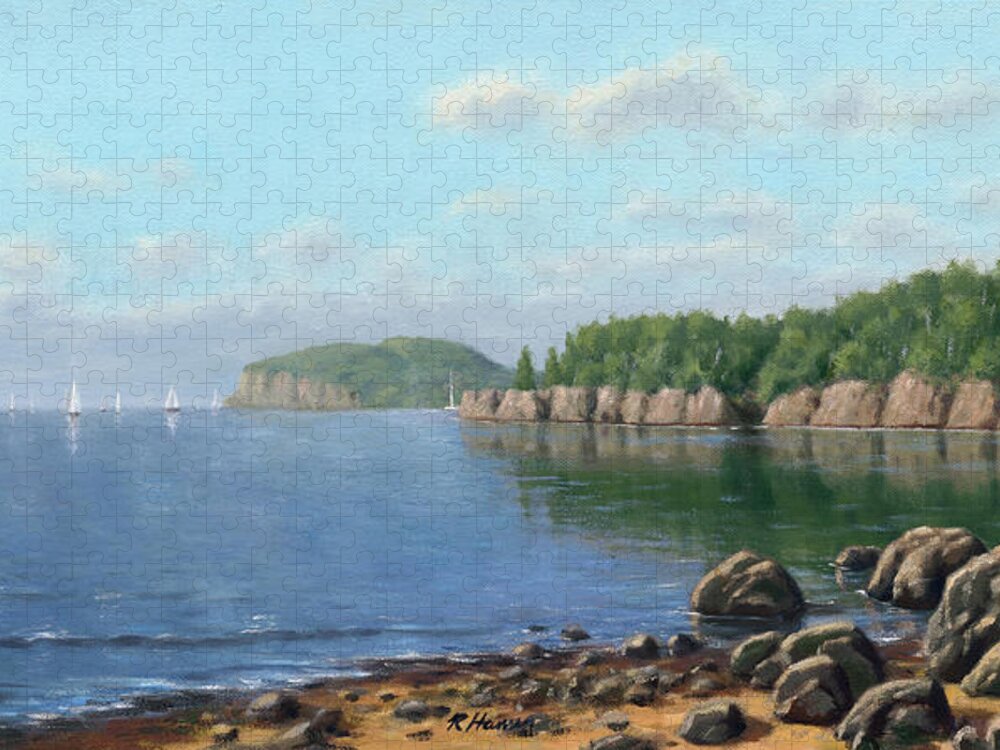 Landscape Jigsaw Puzzle featuring the painting Lake Superior by Rick Hansen