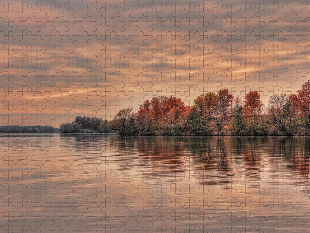 Wausau Jigsaw Puzzle featuring the photograph Lake Wausau Fall Shoreline by Dale Kauzlaric