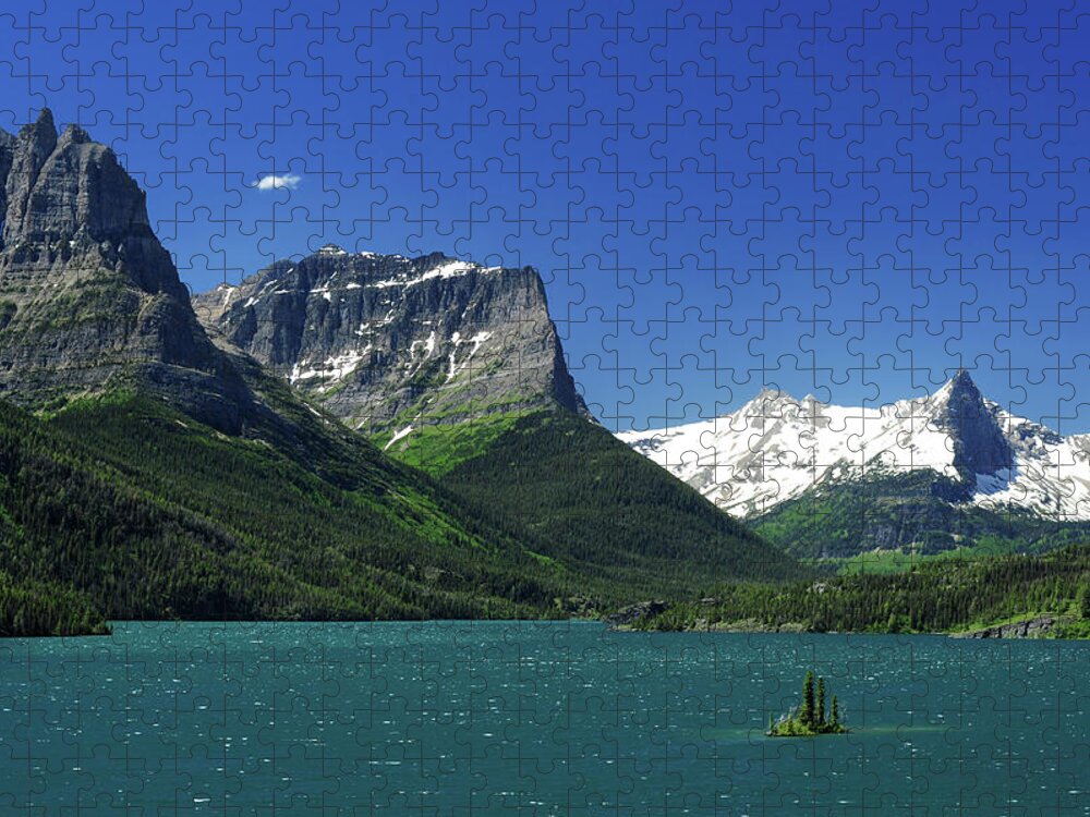 Scenics Jigsaw Puzzle featuring the photograph Lake With Mountain In Montana by Piriya Photography