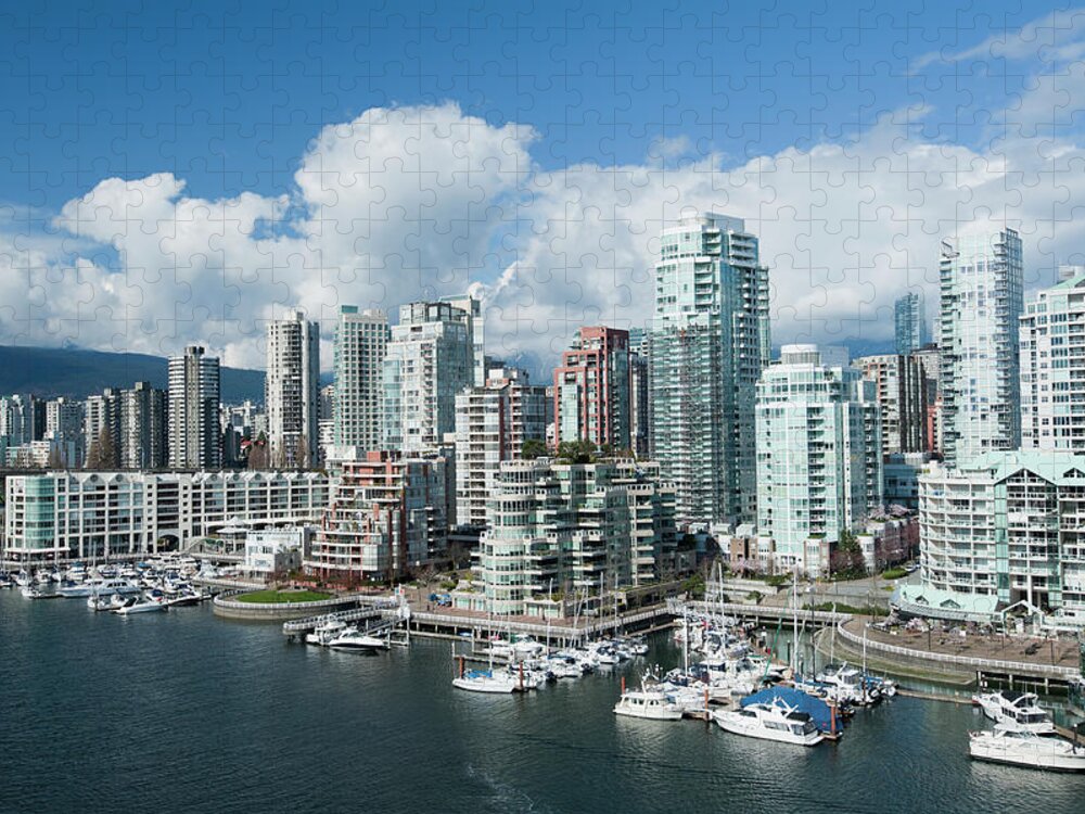 Water's Edge Jigsaw Puzzle featuring the photograph Landscape Of City Vancouver In Canada by Deejpilot