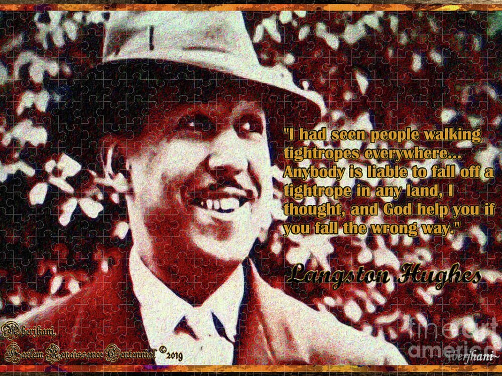 Harlem Renaissance Jigsaw Puzzle featuring the mixed media Langston Hughes Quote on People Walking Tightropes by Aberjhani