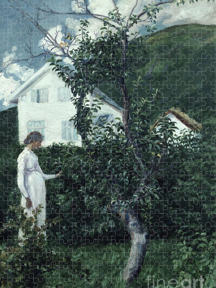 Astrup Jigsaw Puzzle featuring the painting Last Summer Days, Circa 1911 by Nikolai Astrup