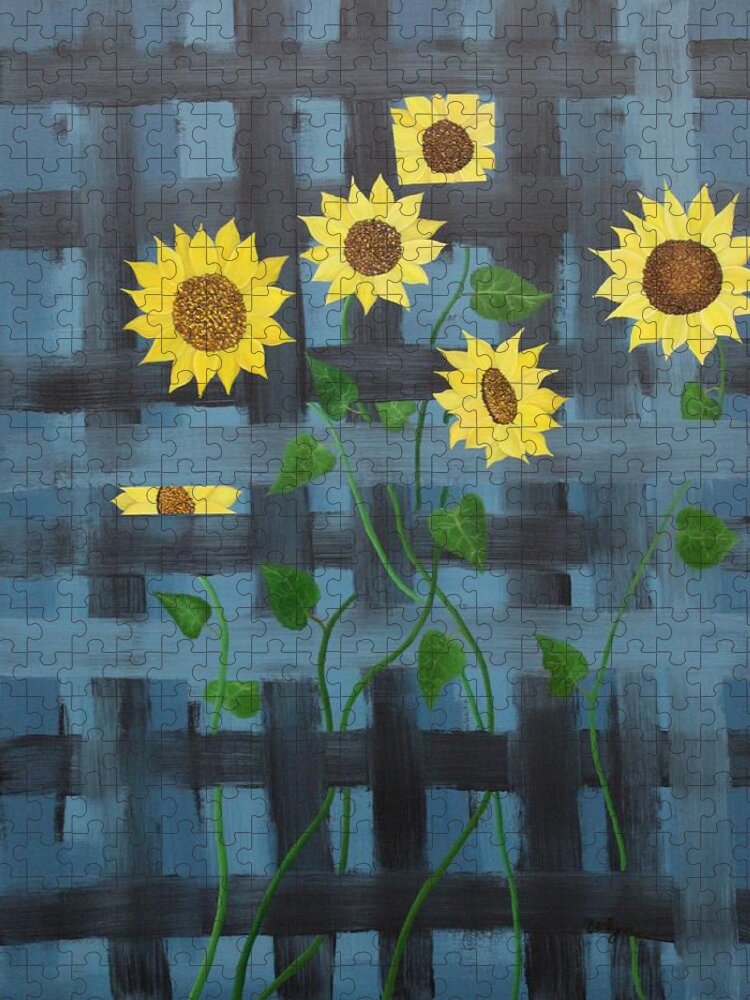 Sunflowers Jigsaw Puzzle featuring the painting Lattice by Berlynn