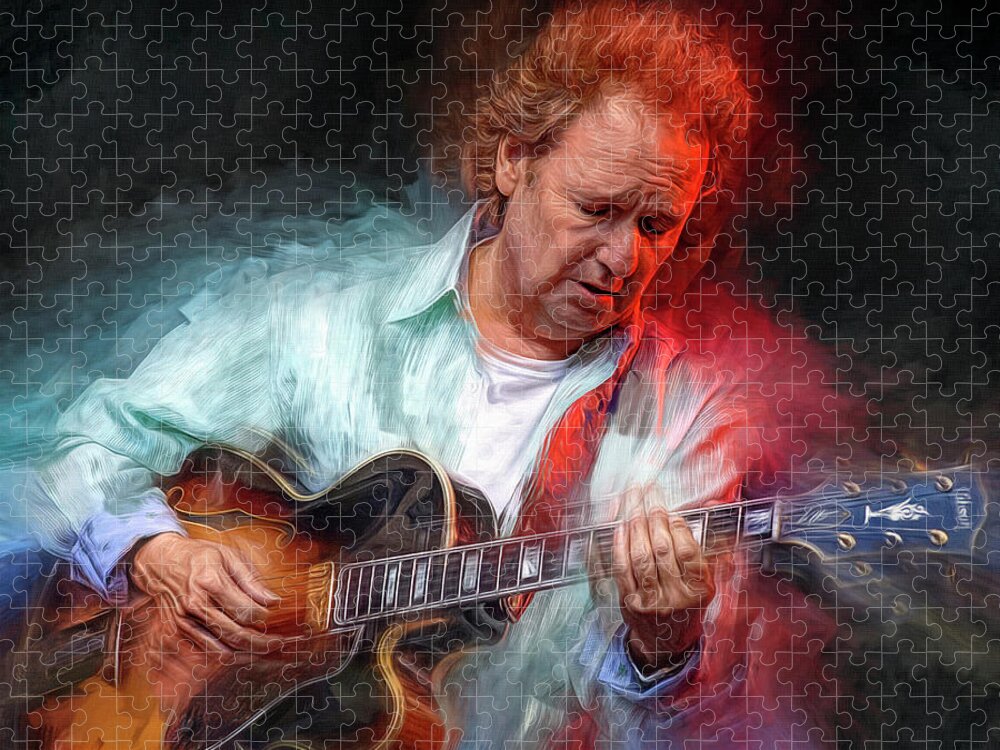 Lee Ritenour Jigsaw Puzzle featuring the mixed media Lee Ritenour by Mal Bray