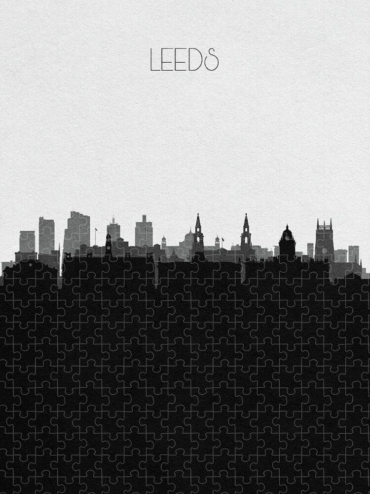 Leeds Jigsaw Puzzle featuring the digital art Leeds Cityscape Art by Inspirowl Design