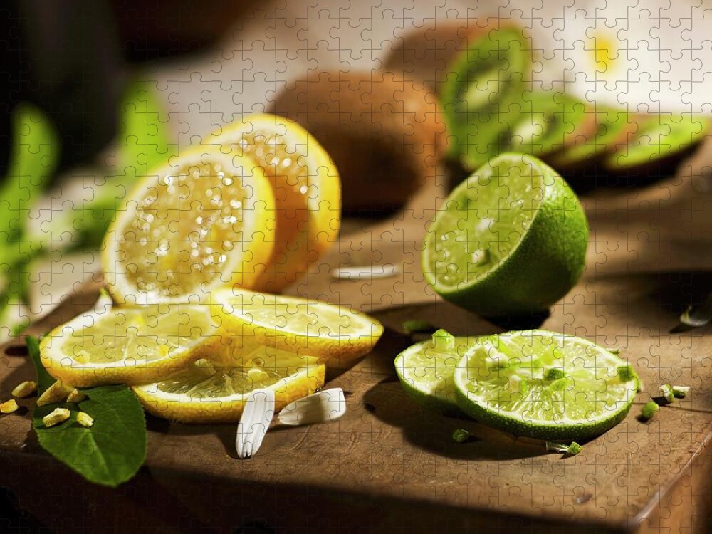 Ip_11989831 Jigsaw Puzzle featuring the photograph Lemon, Lime And Kiwi by Brenda Spaude