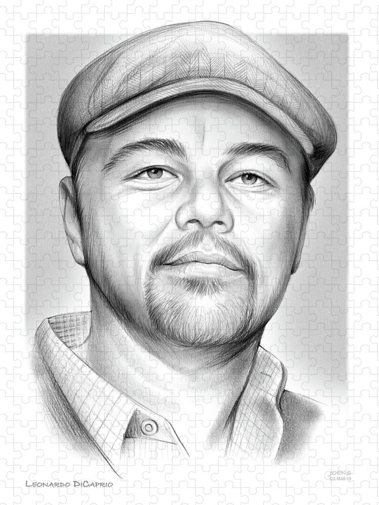 Leonardo Dicaprio Jigsaw Puzzle featuring the drawing Leo by Greg Joens