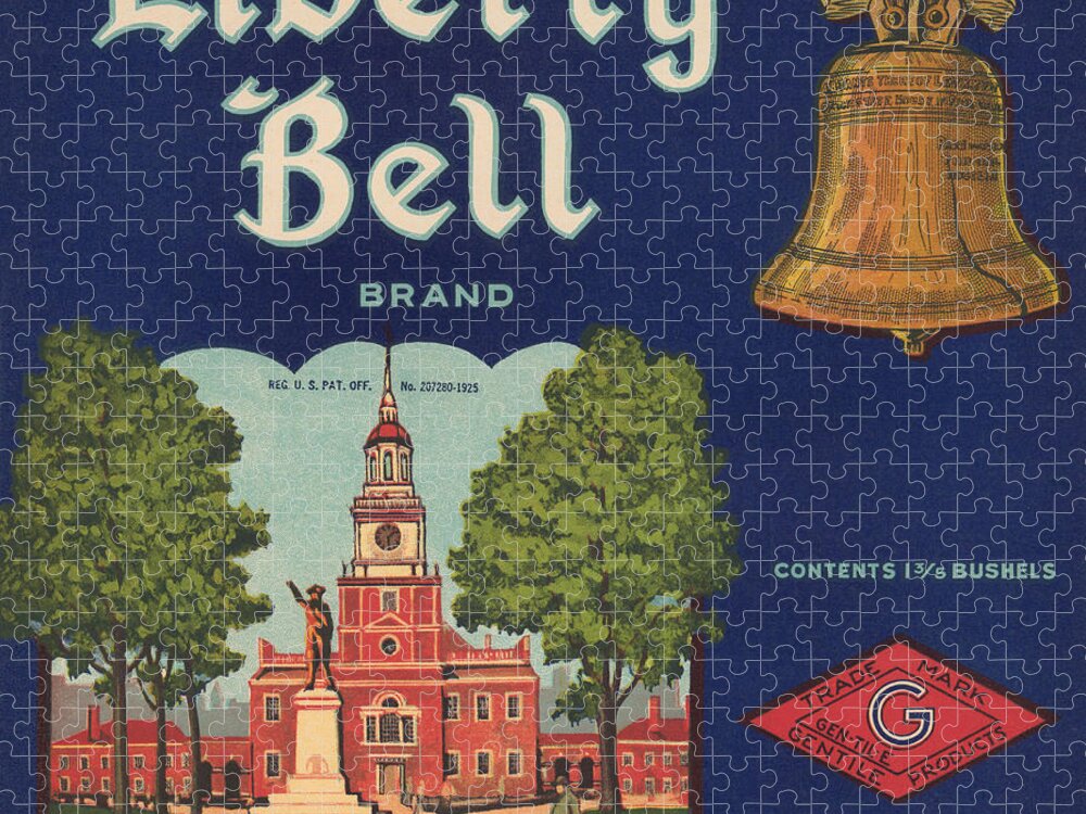 Liberty Jigsaw Puzzle featuring the painting Liberty Bell Brand by Unknown