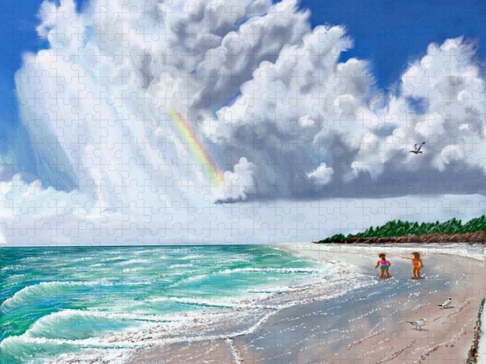 Lido Key Jigsaw Puzzle featuring the digital art Lido Key Beach Thunderstorm 2017 by Gary F Richards