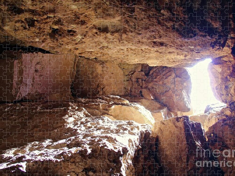 Apache Death Cave Jigsaw Puzzle featuring the photograph Light in a Death Cave by Suzanne Oesterling