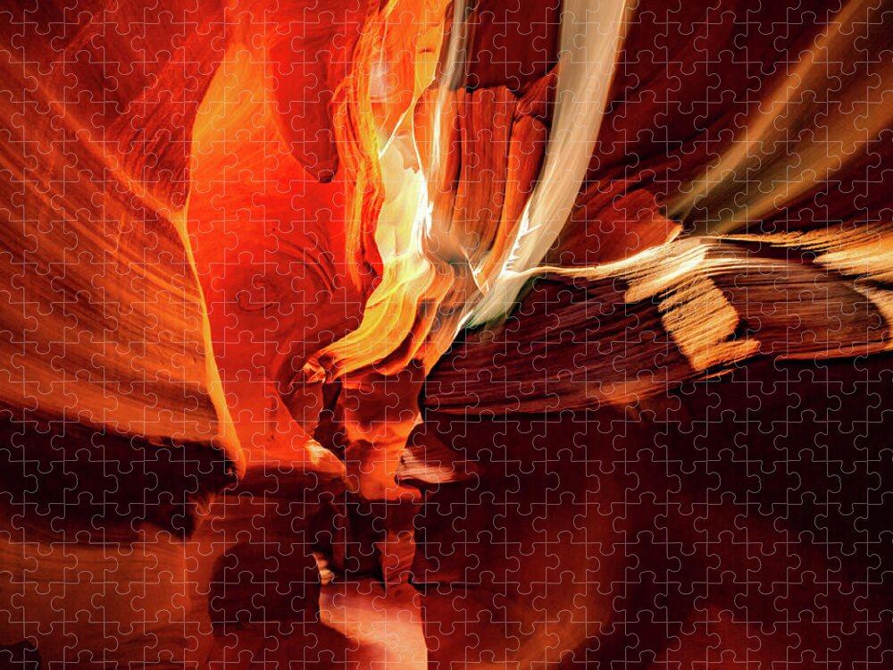 America Jigsaw Puzzle featuring the photograph Inner Light - Antelope Canyon - Page Arizona by Gregory Ballos