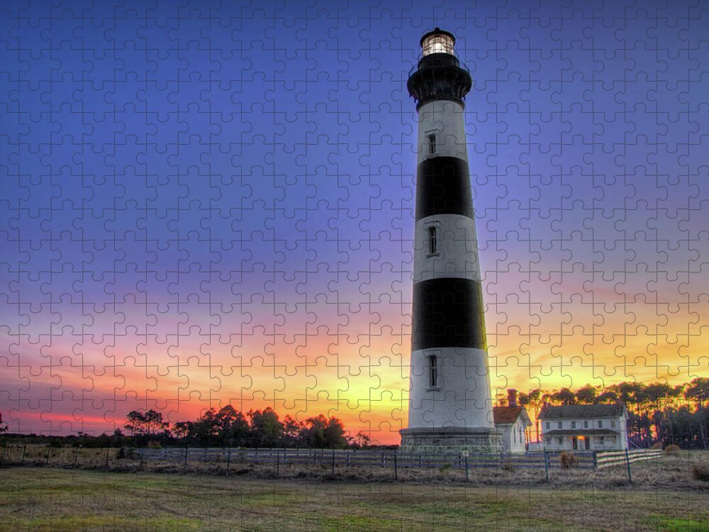North Carolina Jigsaw Puzzle featuring the photograph Lighthouse Sunset by Dan Carmichael
