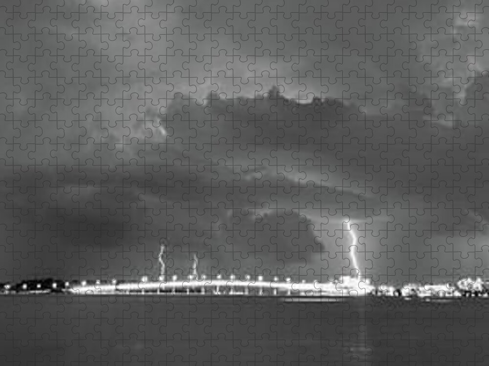 Clouds Jigsaw Puzzle featuring the photograph Lightning Pano by Joe Leone
