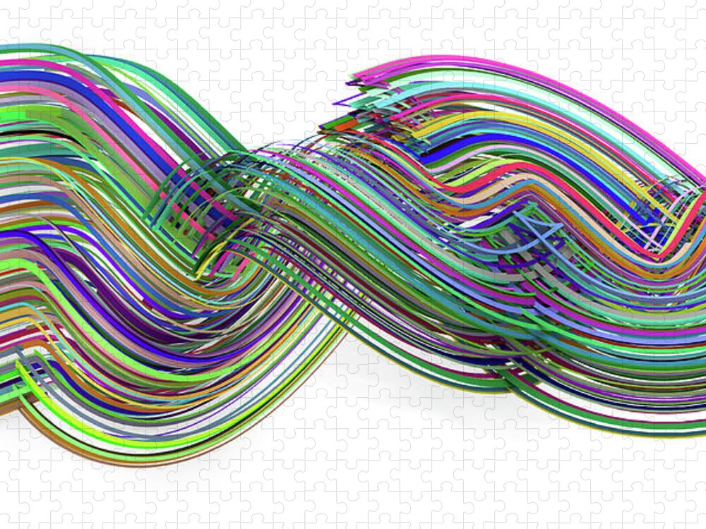 Colorful Jigsaw Puzzle featuring the digital art Lines and Curves 3 by Scott Norris