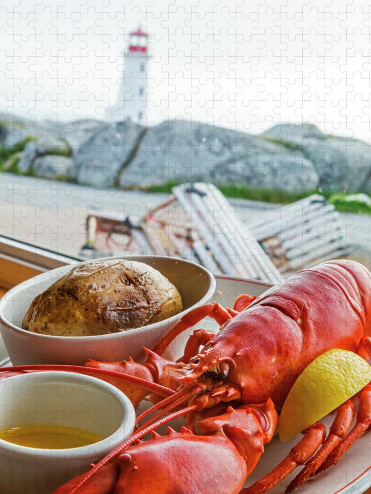 Estock Jigsaw Puzzle featuring the digital art Lobster At Peggy's Cove Canada by Pietro Canali