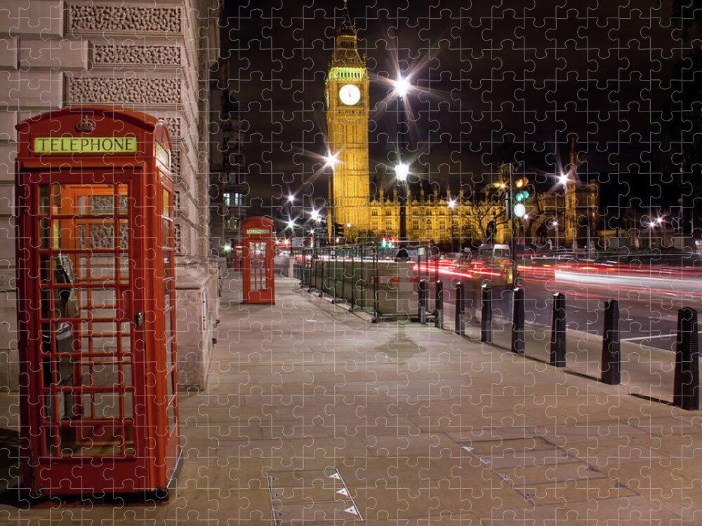 Clock Tower Jigsaw Puzzle featuring the photograph London At Night by Simon Podgorsek