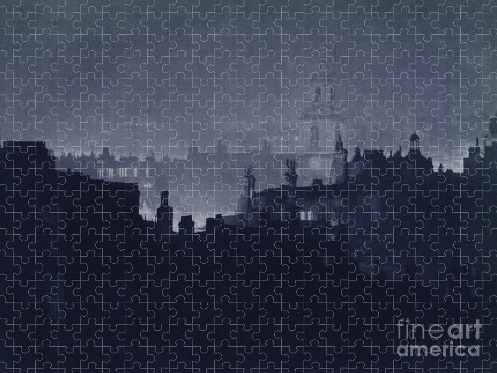 London Jigsaw Puzzle featuring the photograph London At Night, St Botolphs Church, City by Harold Burdekin