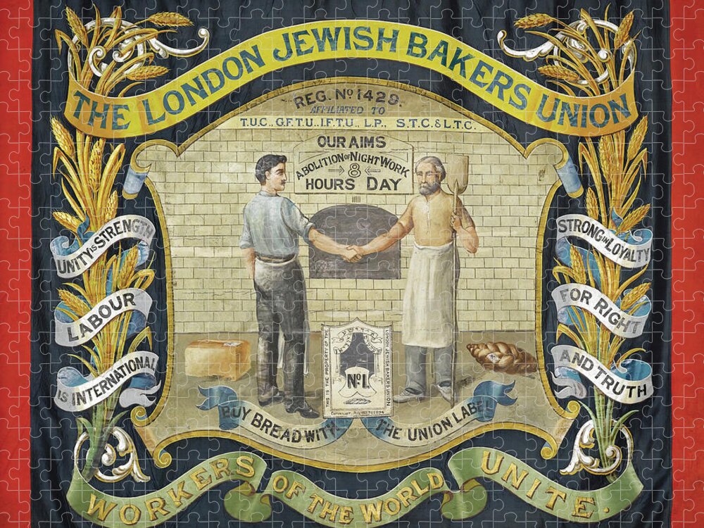 Union Jigsaw Puzzle featuring the painting London Jewish Bakers Union by Unknown