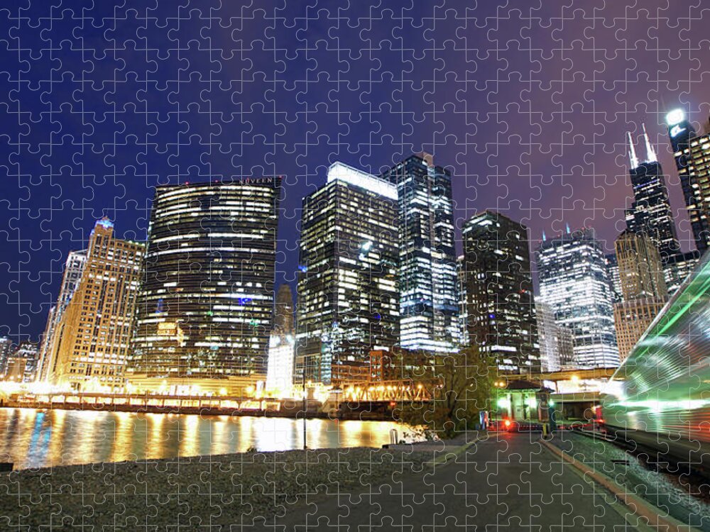 Chicago River Jigsaw Puzzle featuring the photograph Long Exposure Of Chicago by Photographed By Christopher James Botham
