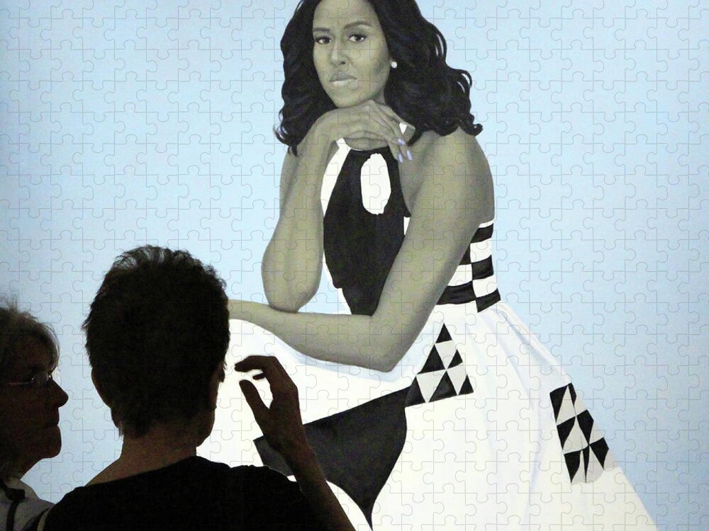 Michelle Jigsaw Puzzle featuring the photograph Looking At Michelle Obama by Cora Wandel