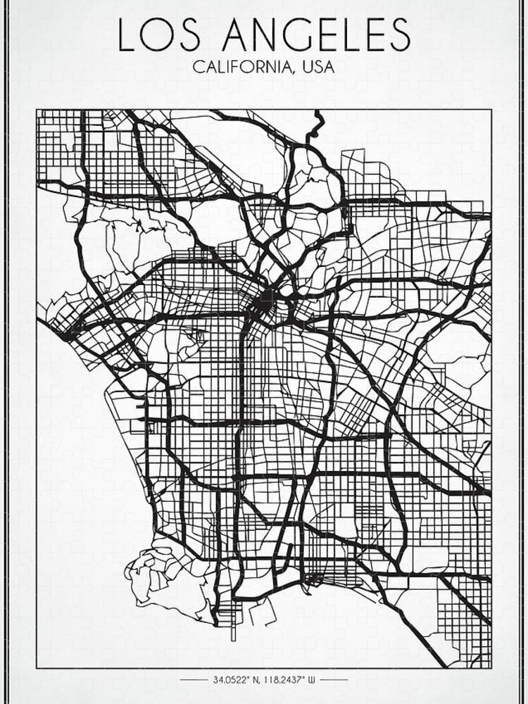 Los Angeles Street Map Jigsaw Puzzle by Zapista OU - Fine Art America