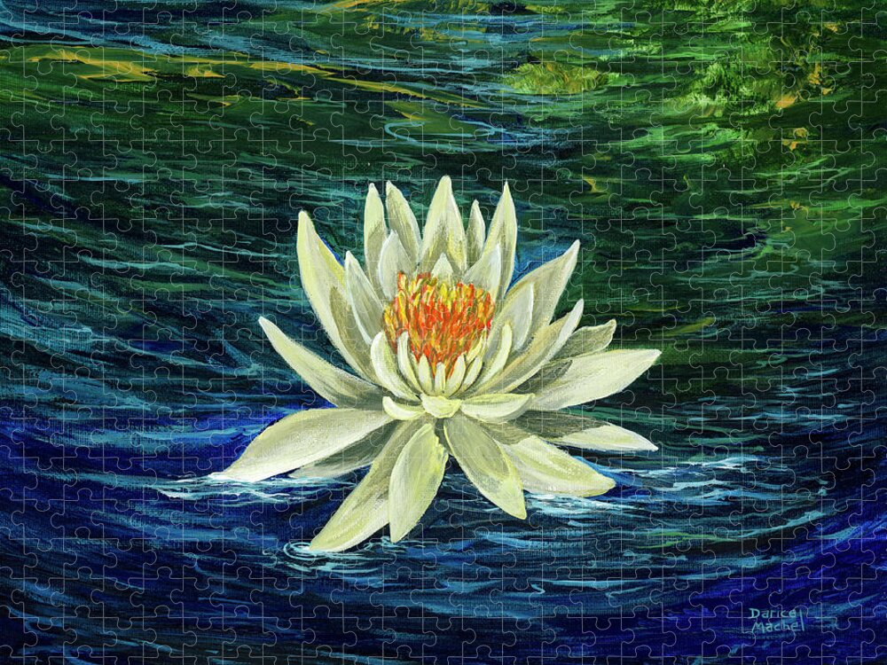  Flower Jigsaw Puzzle featuring the painting Lotus Flower by Darice Machel McGuire