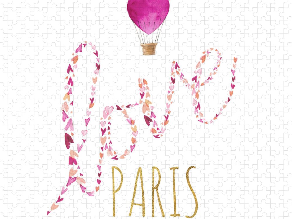 Love Jigsaw Puzzle featuring the painting Love Paris Heart Balloon by Lanie Loreth