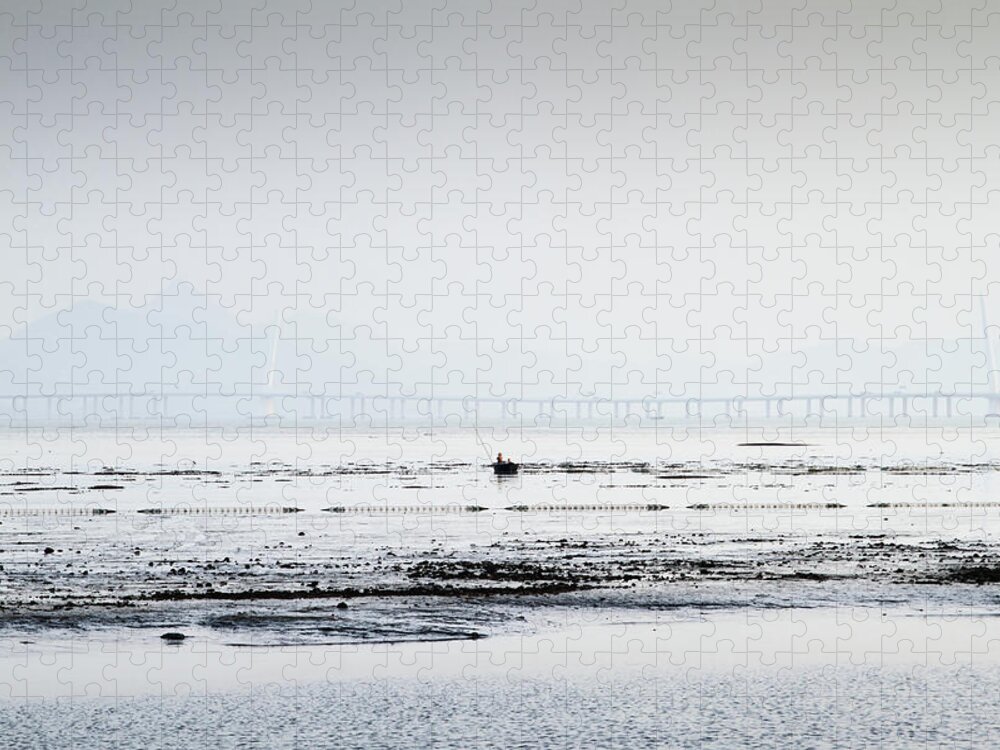 Tranquility Jigsaw Puzzle featuring the photograph Low Tide In The Bay Of Hong-kong by Virginie Blanquart