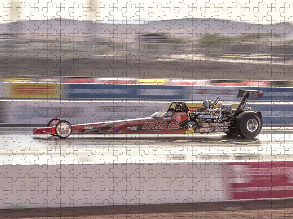 Lucas Oil Jigsaw Puzzle featuring the photograph Lucas Oil Dragster by Darrell Foster