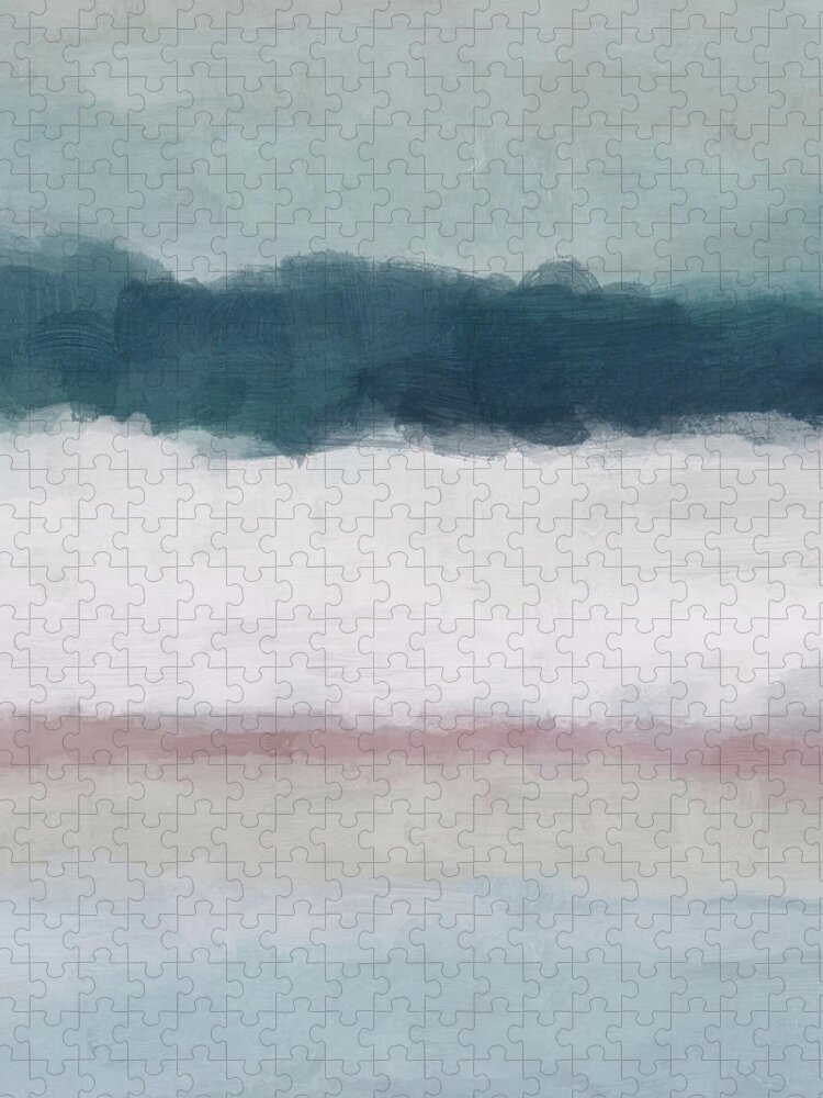 Dark Teal Jigsaw Puzzle featuring the painting Lullaby Waves II by Rachel Elise