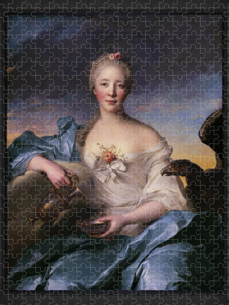 Madame Le Fèvre De Caumartin Jigsaw Puzzle featuring the painting Madame Le Fevre de Caumartin as Hebe by Jean-Marc Nattier by Rolando Burbon