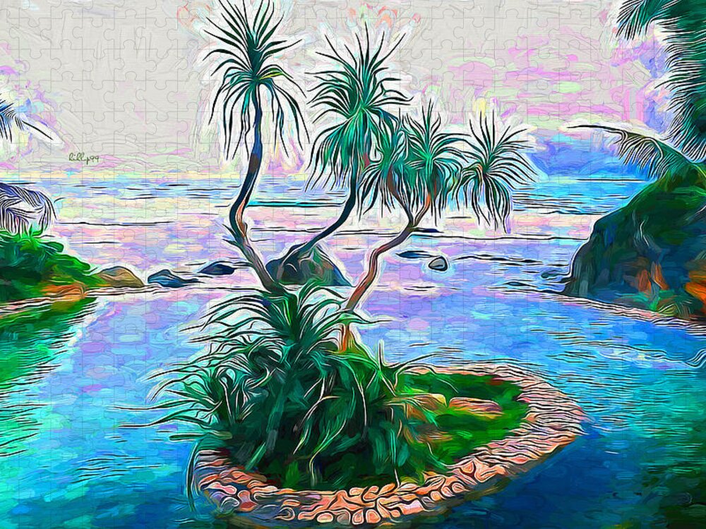 Paint Jigsaw Puzzle featuring the painting Magic palm by Nenad Vasic